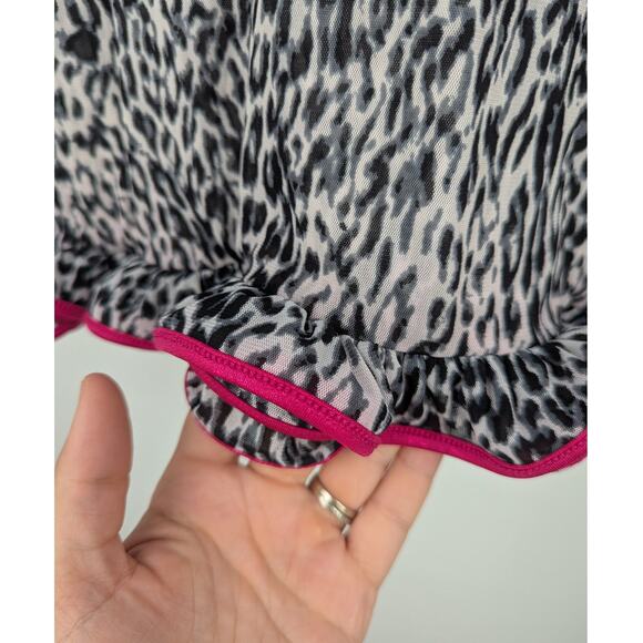 NEW Berek Leopard Ruffle S Cardigan Animal Print Pink Trim Y2K Maximalist Retro - Picture 9 of 10